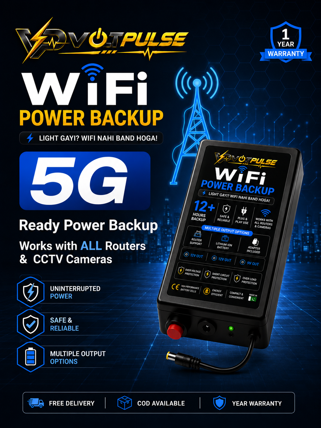 VoltPulse Mini UPS For Router | WiFi Backup Power